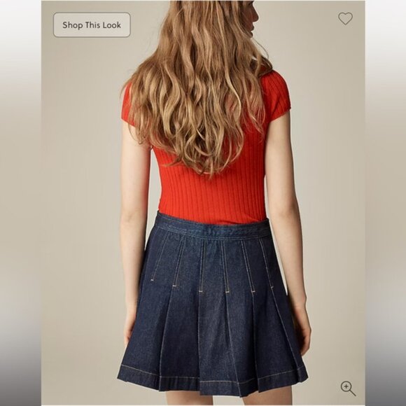 J.Crew Pleated denim mini skirt Rinse Wash - Picture 2 of 7